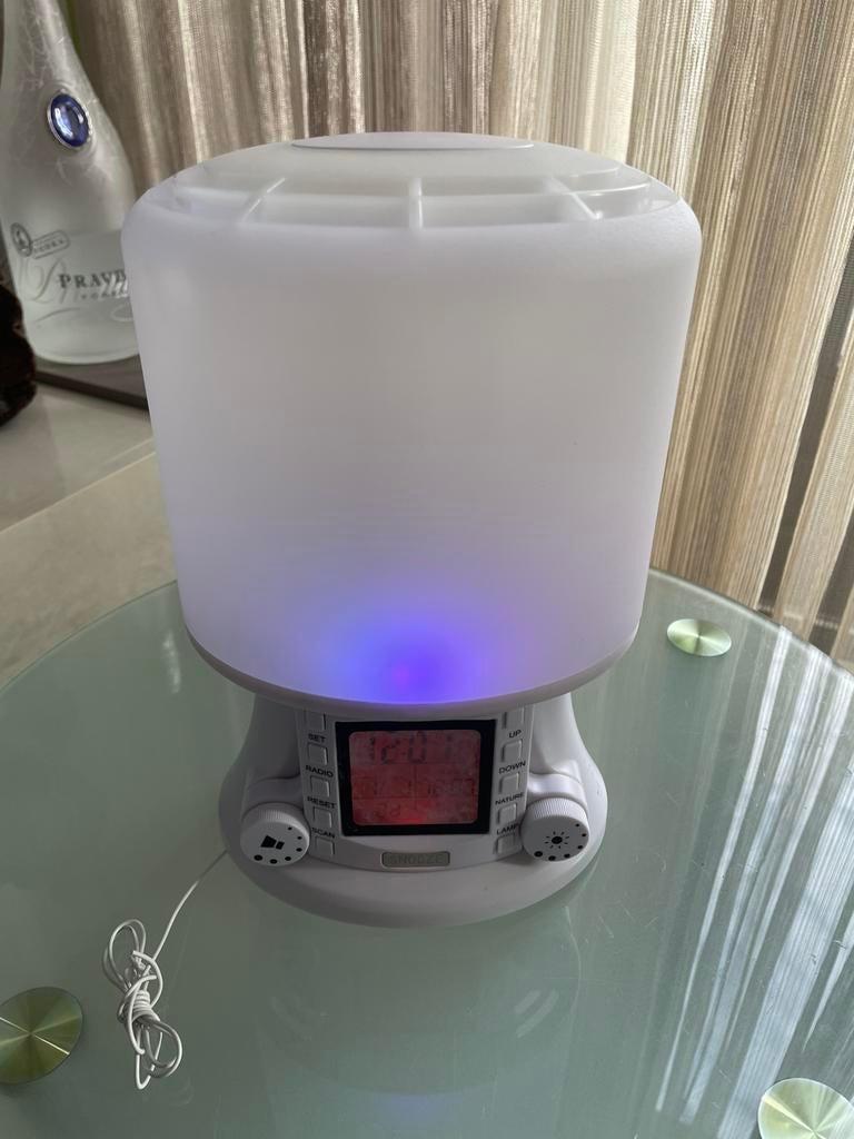 Tafellamp met radio en wekker te koop, Ophalen, Zo goed als nieuw, Kunststof, Minder dan 50 cm