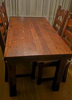 Massief Eiken Eethoek en Lederen 2,5 zits bank., Ophalen, Gebruikt, Massief eikenhout., 4 tot 6 stoelen