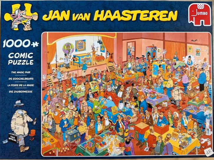 Jan van Haasteren puzzel 1000 stukjes "De Goochelbeurs", Hobby en Vrije tijd, Denksport en Puzzels, Zo goed als nieuw, 500 t/m 1500 stukjes