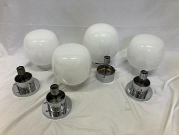 Glashütte Limburg opaal witte glazen plafondlampen space age beschikbaar voor biedingen