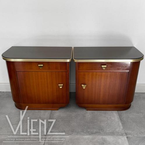 Twee vintage, Mid Century nachtkastjes, kastjes, retro, Huis en Inrichting, Slaapkamer | Nachtkastjes, Gebruikt, Minder dan 55 cm