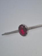 Vintage Zilveren Broche met Rode Steen, Gebruikt, Ophalen of Verzenden, Met edelsteen, Rood