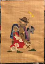 Wandkleed met kerstvoorstelling Jozef, Maria en kindje Jezus, Ophalen of Verzenden