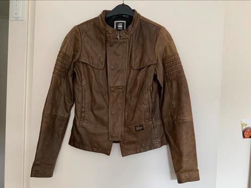 G-Star Raw leren jas/ maat S, Kleding | Dames, Jassen | Zomer, Gedragen, Maat 36 (S), Groen, Ophalen of Verzenden