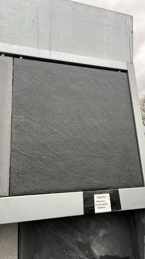 Betontegel 60x60x4 structuur donkerzwart -gecoat, Nieuw, Ophalen of Verzenden, 10 m² of meer, Beton