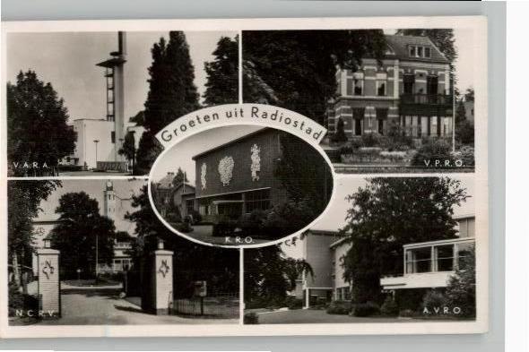 Hilversum Radiostad 2 kaarten met veel afb., Verzenden, 1940 tot 1960, Gelopen, Noord-Holland