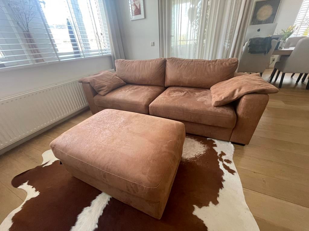 Giorno 3 zits lederen bank, Huis en Inrichting, Ophalen, Gebruikt, Leer, Landelijk