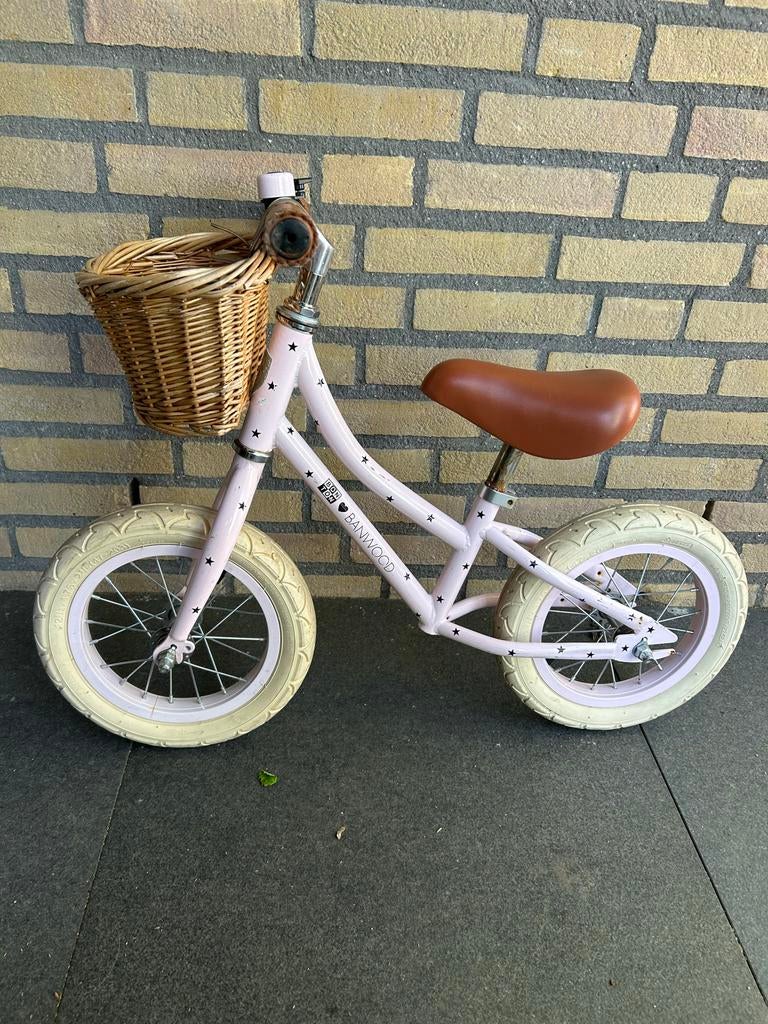 Banwood Loopfiets Roze met Mandje - Zo goed als nieuw, Ophalen, Zo goed als nieuw, Loopfiets