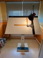 Tekentafel met voet, 80x140, links handig, Ophalen, Zo goed als nieuw, 130 tot 150 cm, Verlichting