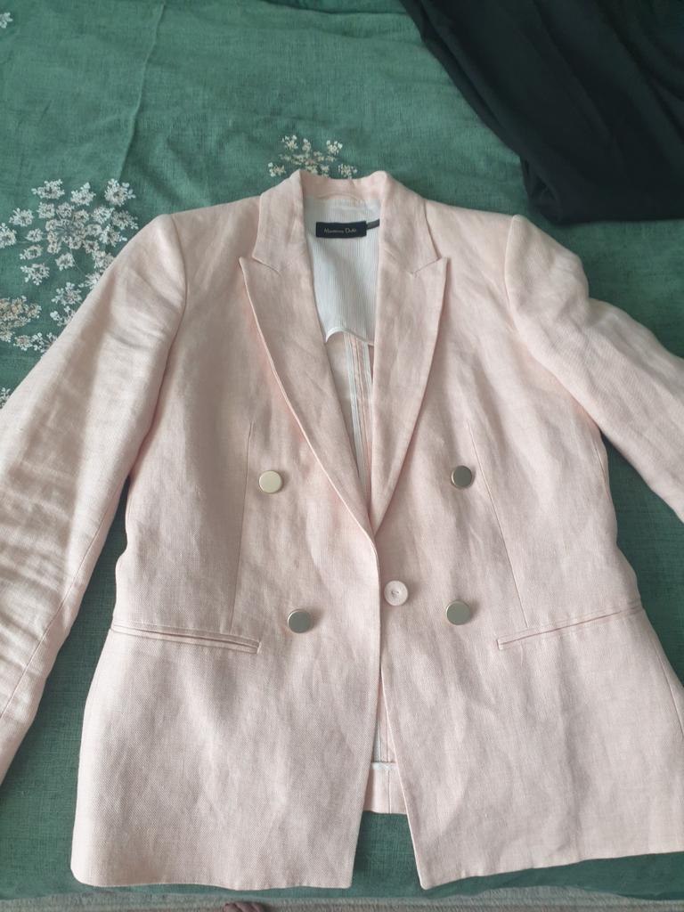 Massimo Dutti Roze Linnen Jasje - Zo goed als nieuw, Massimo Dutti, Ophalen of Verzenden, Zo goed als nieuw, Jasje