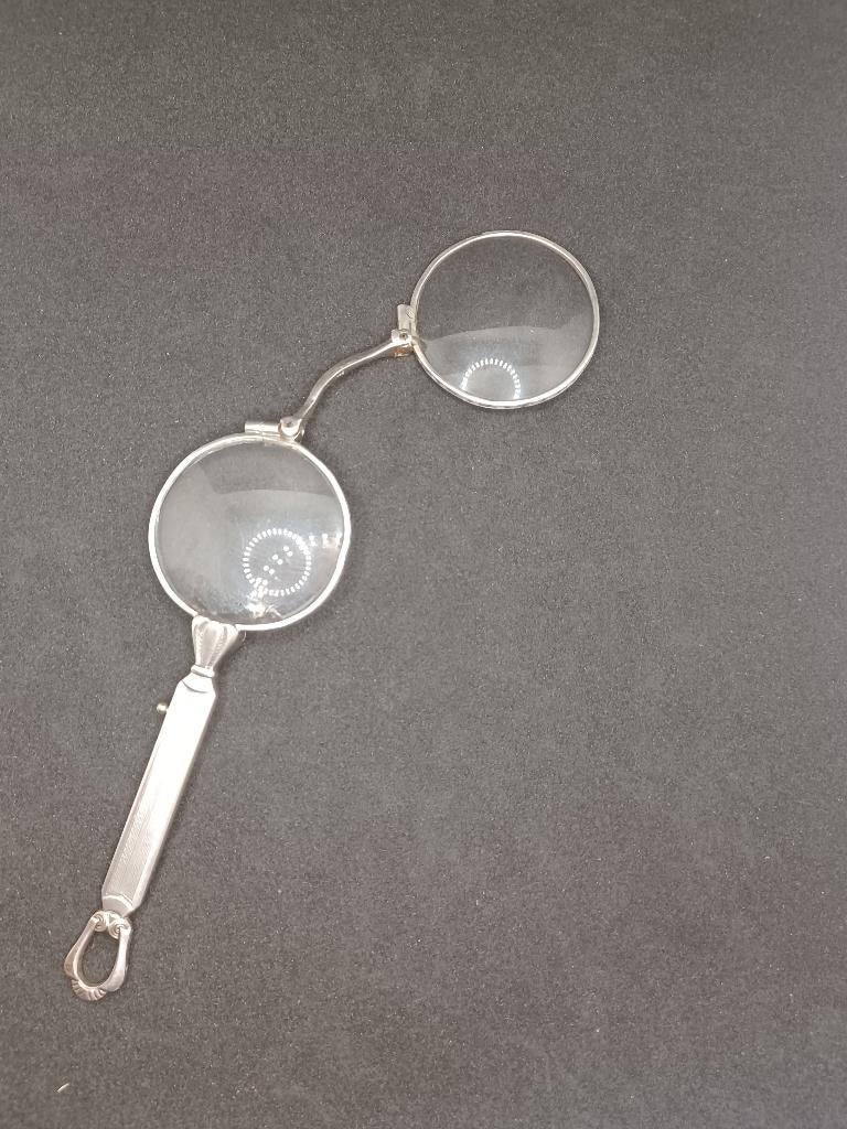 zilveren opklapbare lorgnette, Overige merken, Gebruikt, Ophalen of Verzenden, Grijs