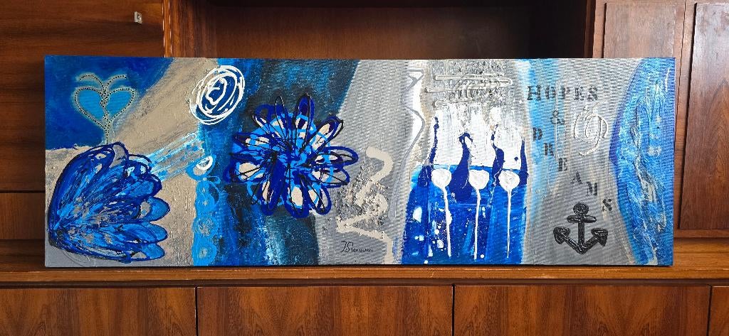 Hopes & dreams - J v Sleeuwen - Schilderij 150x50cm, Antiek en Kunst, Ophalen of Verzenden