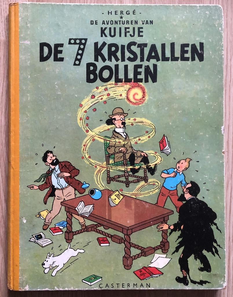 KUIFJE - DE 7 KRISTALLEN BOLLEN -HC LINNEN RUG-1958, Boeken, Eén stripboek, Ophalen of Verzenden, Hergé