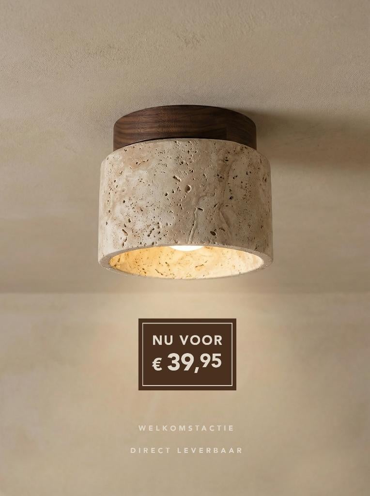 BEPERKTE WELKOMSTACTIE Plafondlamp Travertin design, Ophalen of Verzenden, Nieuw
