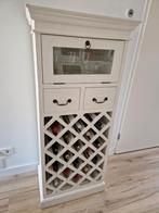 Wijnkast met glas en lades - Crème wit, Ophalen, Zo goed als nieuw, 25 flessen of meer, Minder dan 50 cm