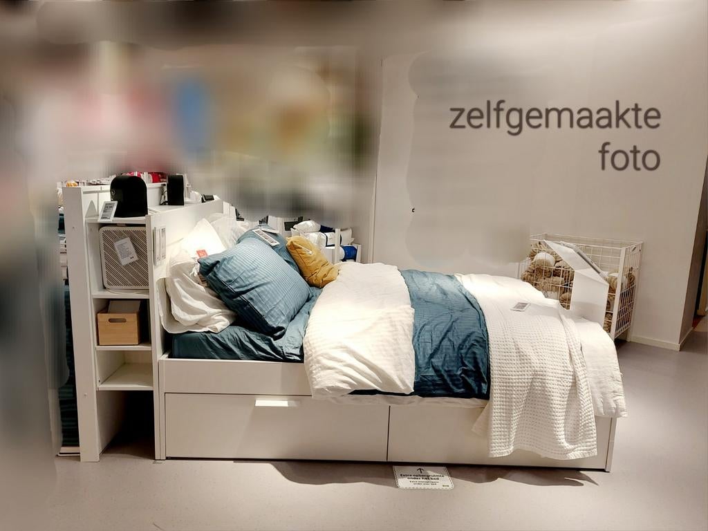 BRIMNES slaapkamer met pocketveringmatras 140x200, Huis en Inrichting, Ophalen, Overige materialen, Wit, Tweepersoons