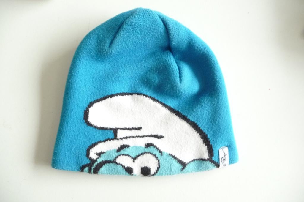 SMURFEN MUTS MAAT 92 104 OMVANG 30 40 DUBBELDIK 49% KATOEN, Kinderen en Baby's, Kinderkleding | Mutsen, Sjaals en Handschoenen