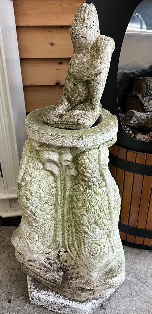 Betonnen Tuinbeeld Fontein met Vissen beeld vis  tuin, Ophalen, Gebruikt, Beton, Dierenbeeld