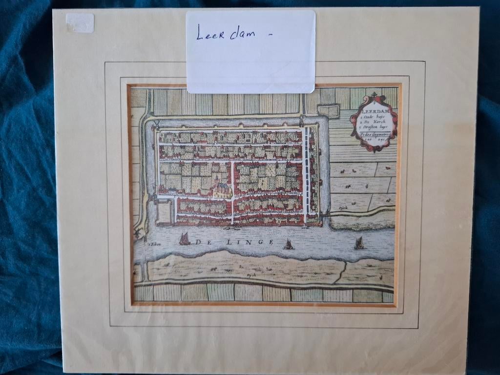 Gravure ets Leerdam, de Linge, Antiek en Kunst, Kunst | Etsen en Gravures, Ophalen of Verzenden