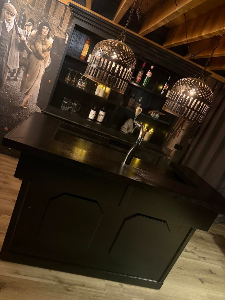 Mobiele zwarte bar set toog man cave cafe kroeg overkapping, Huis en Inrichting, Barren, Ophalen of Verzenden, Zo goed als nieuw
