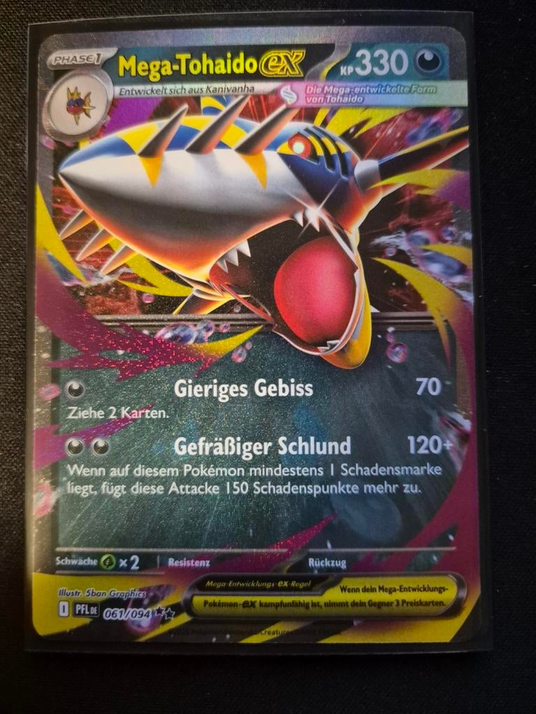 Mega-Tohaido EX Pokémon Kaart - Zeldzaam en Krachtig, Ophalen of Verzenden, Zo goed als nieuw, Losse kaart, Foil