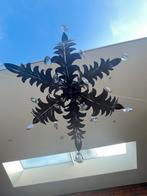 Zwarte kroonluchter met bladeren en kristallen, Ophalen, Gebruikt, Glas, Klasiek