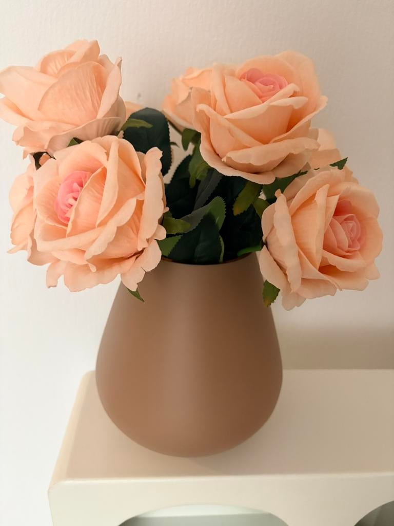 Tasman matte sand + rozen boeket, Huis en Inrichting, Woonaccessoires | Vazen, Overige kleuren, Ophalen of Verzenden, Minder dan 50 cm