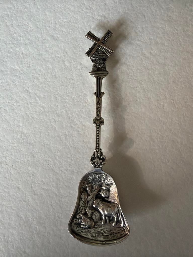 Zilveren suikerschep met molen, Ophalen of Verzenden