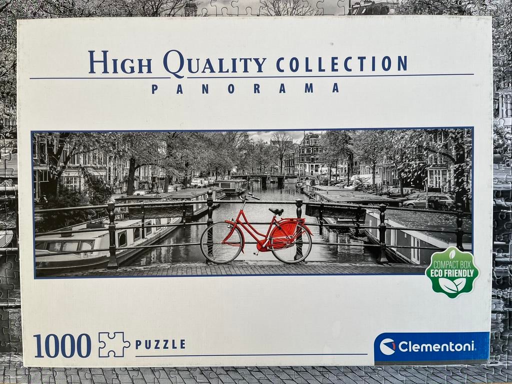 Clementoni puzzel Fiets Amsterdam 1000 stukjes, compleet, Ophalen of Verzenden, 500 t/m 1500 stukjes, Zo goed als nieuw, Legpuzzel