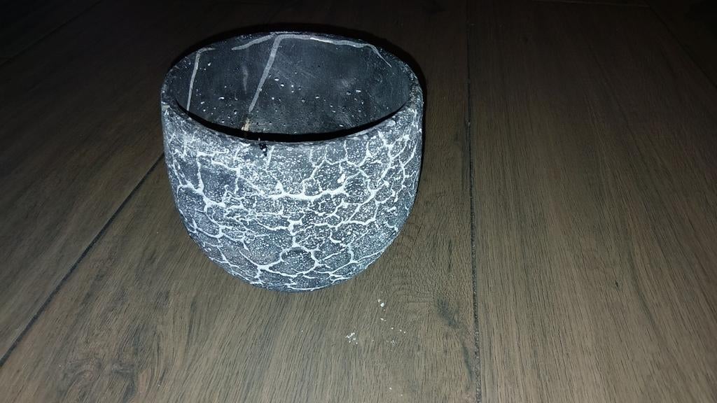 Mooie plantenpot met uniek craquelé design, Overige materialen, Gebruikt, Rond, Ophalen of Verzenden