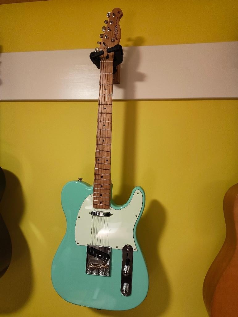 Harley Benton TE-62CC Seafoam Green + koffer, Muziek en Instrumenten, Ophalen, Zo goed als nieuw, Solid body, Overige merken