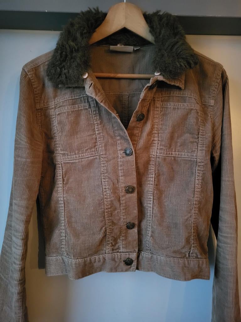 Bruin corduroy jasje met afneembaar kraagje, Kleding | Dames, Ophalen of Verzenden, Zo goed als nieuw, Bruin