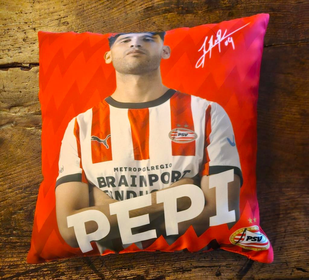 Officieel PSV Kussen met Pepi en Handtekening, Huis en Inrichting, Ophalen of Verzenden, Nieuw