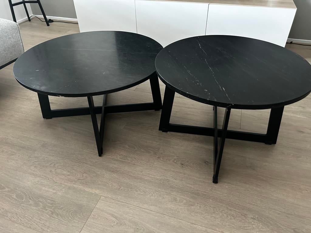 Salontafelset van By-Boo met marmer blad, Ophalen, Overige materialen, Rond, 50 tot 100 cm