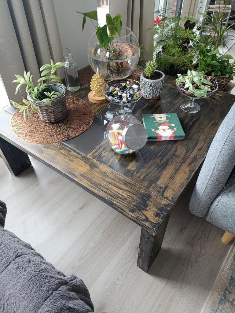 Hout hoektafel, Ophalen of Verzenden, Rechthoekig, Hout