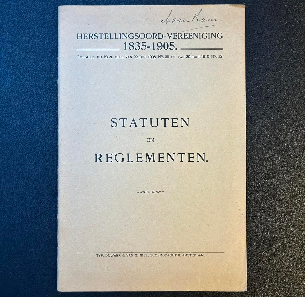 Statuten ‘Herstellingsoord Vereeniging HIJSM’ (jaren 20), Ophalen of Verzenden, Zo goed als nieuw, Trein, Boek of Tijdschrift