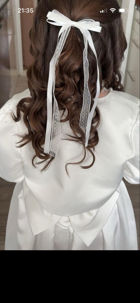 Witte communiejurk met bolero en parels, Ophalen of Verzenden, Zo goed als nieuw, Meisje, Overige typen