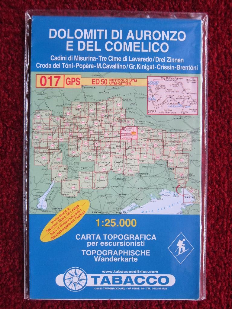 Tabacco Wanderkarte 017 Dolomiti di Auronzo e Comelico, 2006, Boeken, Atlassen en Landkaarten, Verzenden, 2000 tot heden, Italië