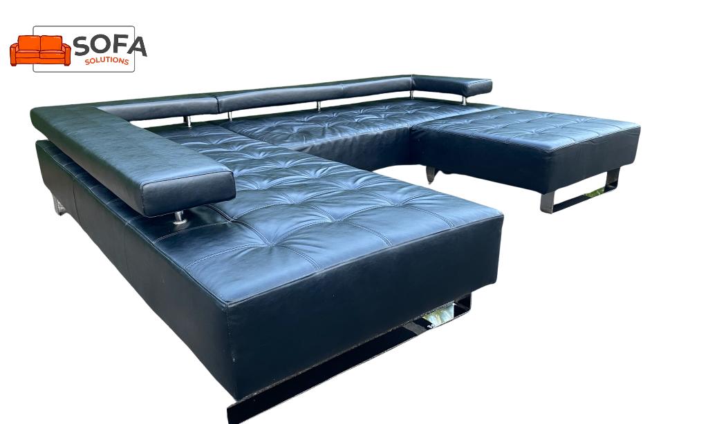 Montèl Cipriani zwart leren design hoekbank gratis levering