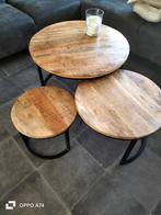3 salon tafeltjes set, Gebruikt, 50 tot 100 cm, Rond, Minder dan 50 cm