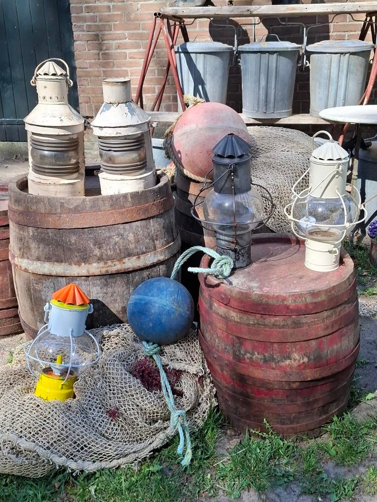 Oude vintage scheepslamp drijvers visnetten, Fontein, T, Nieuw, Ophalen of Verzenden