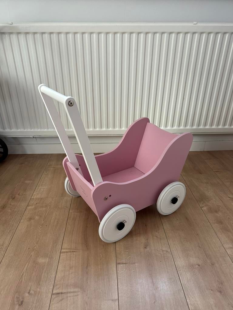 Roze poppenwagen, Kinderen en Baby's, Speelgoed | Houten speelgoed, Ophalen, Zo goed als nieuw, Duw- of Trekspeelgoed