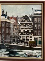 Schilderij olieverf Amsterdams stadsgezicht, Antiek en Kunst, Ophalen of Verzenden
