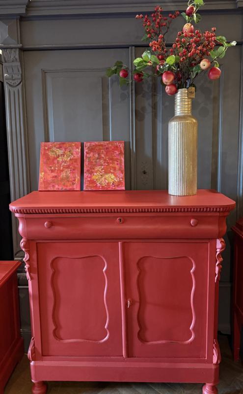Antieke kast, Biedermeier kastje, vintage dressoir rood VdlM, Huis en Inrichting, Kasten | Ladekasten, Zo goed als nieuw, 100 tot 150 cm