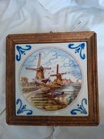 Delfts Blauw Tegeltableau met Molens in Houten Lijst, Antiek en Kunst, Ophalen of Verzenden
