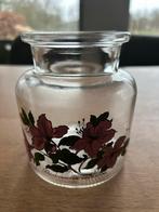 Vintage glazen voorraadpot met botanische print, Ophalen of Verzenden