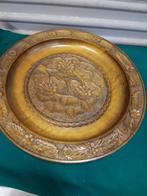 Sierschaal / fruitschaal van hout met houtsnijwerk van bloem, Ophalen of Verzenden, 'T Olde Gre-j, Info@toldegrej.nl, Endepoelstraat 20f Didam