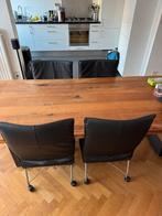 Montis Chaplin design vier zwarte stoelen met wielen, Huis en Inrichting, Ophalen, Gebruikt, Zwart, Leer