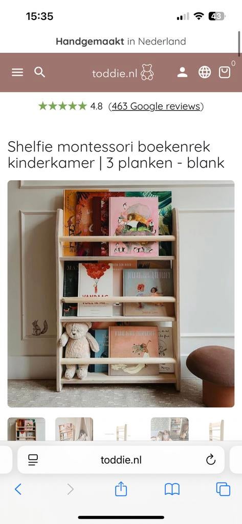 Houten Montessori boekenrek, Nieuw, Minder dan 50 cm, Ophalen, Minder dan 90 cm