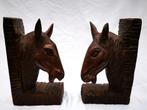 vintage set van 2 houten gesneden boekensteunen paard hoofd, Antiek en Kunst, Ophalen of Verzenden